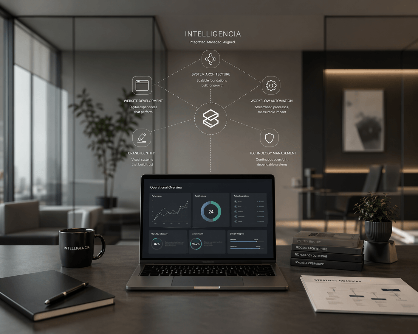Integrated business technology services visual for Intelligencia services page.
