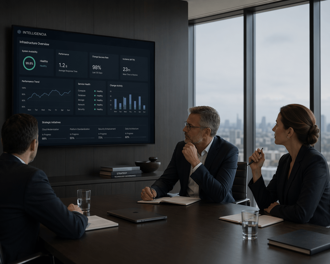 Executive technology oversight visual for Intelligencia.