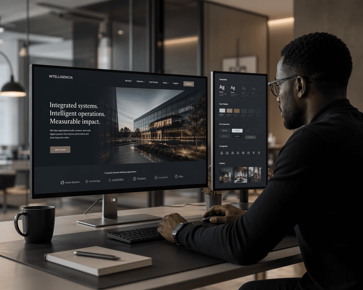 Website development service visual for Intelligencia.